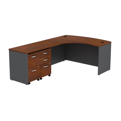Series C Bow Front Left Handed L Shaped Desk with 2 Mobile Pedestals