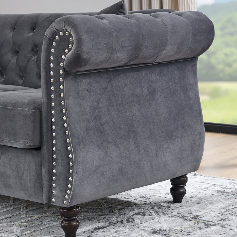 Velours 3 + 2 gris - aspect luxueux, assise confortable avec rembourrage en mousse pour un confort supplémentaire et une utilisation durable