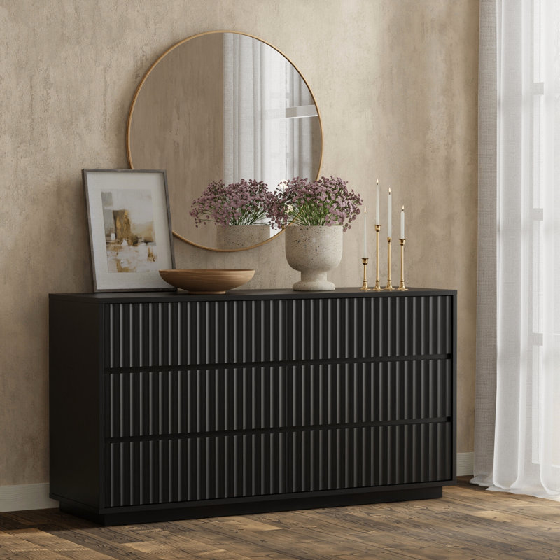 Commode 6 tiroirs Paloma, Noir