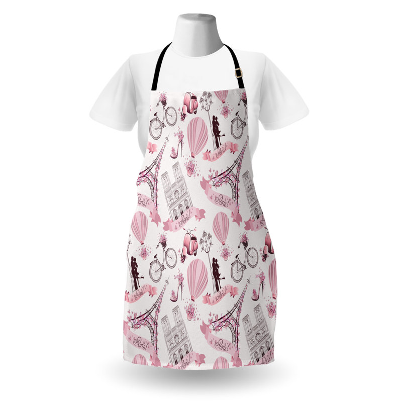 Tablier East Urban Home Tour Eiffel, cuisine, taille adulte, rose pâle / blanc