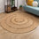 Round Alvertia Geometric Shapes Jute / Sisal Braided Area Rug