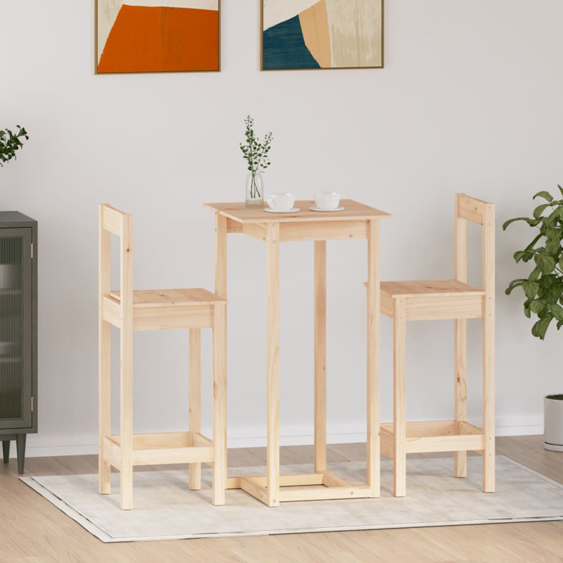 Pine Solid Wood Dining Set, Brown