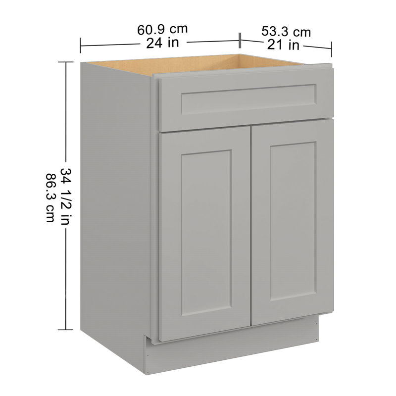 L 24 po x P 21 po P x 34,5 po. H Shaker Contreplaqué Prêt à assembler, Gris