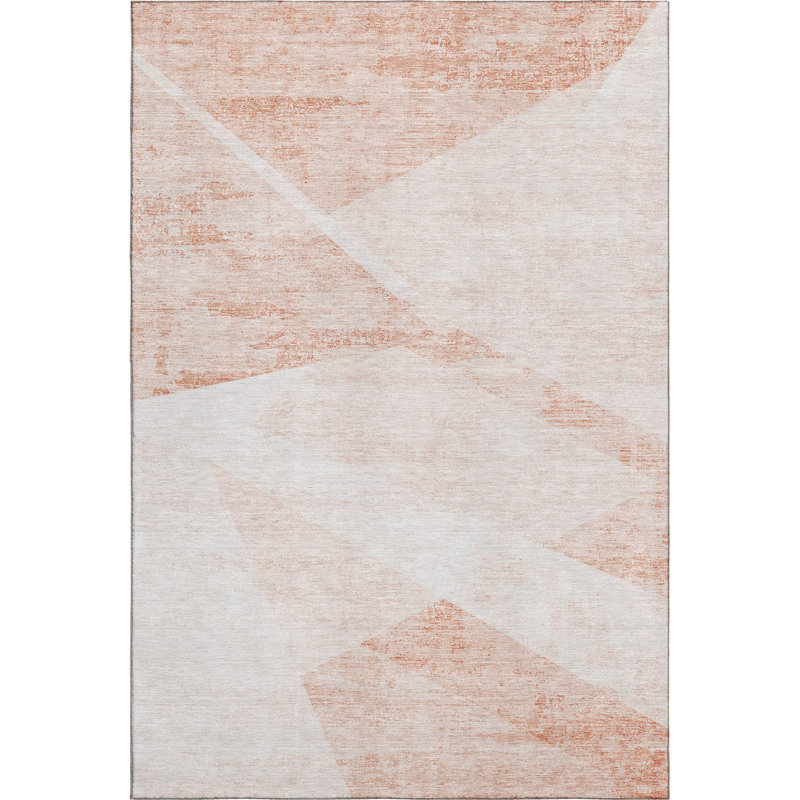 Premium Machine Washable Prisco Salmon Rug, Rectangle 10' x 14'