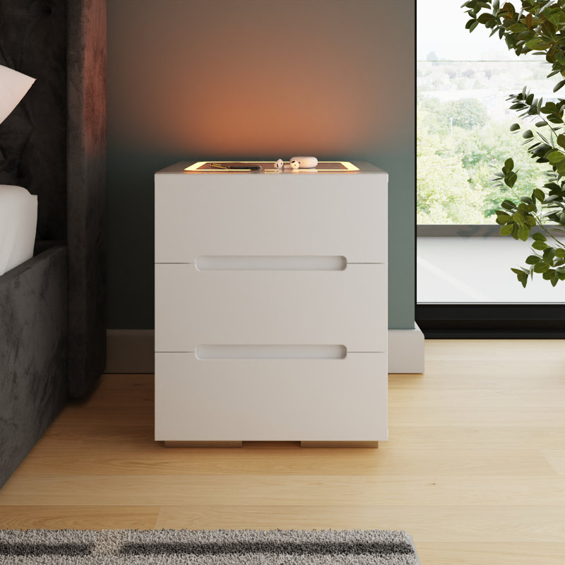 43cm W Manufactured Wood Bedside Table
