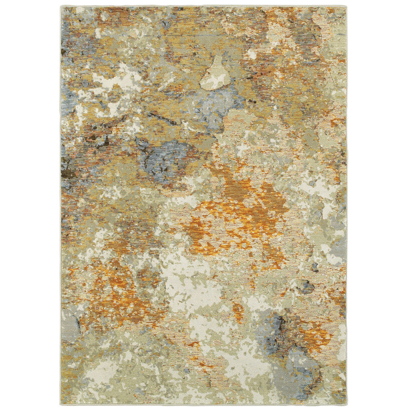 Tapis jaune / gris Empryss, Rectangle 8 pi 6 po x 11 pi 7 po