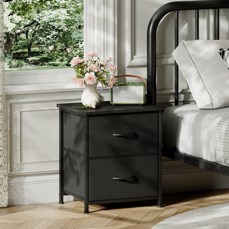  Table de chevet, petite commode à 2 tiroirs Boutique, table de chevet légère et portable pour chambre d'enfant, placard, chambre d'amis, noir