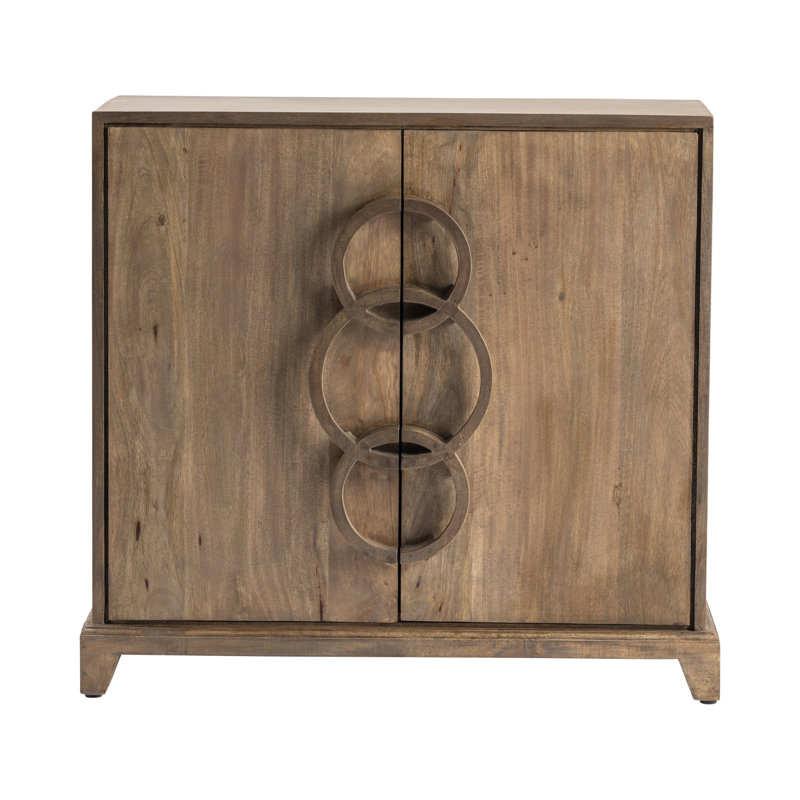 36 in. W Brown Solid Wood Two Door Storage Media Credenza Sideboard
