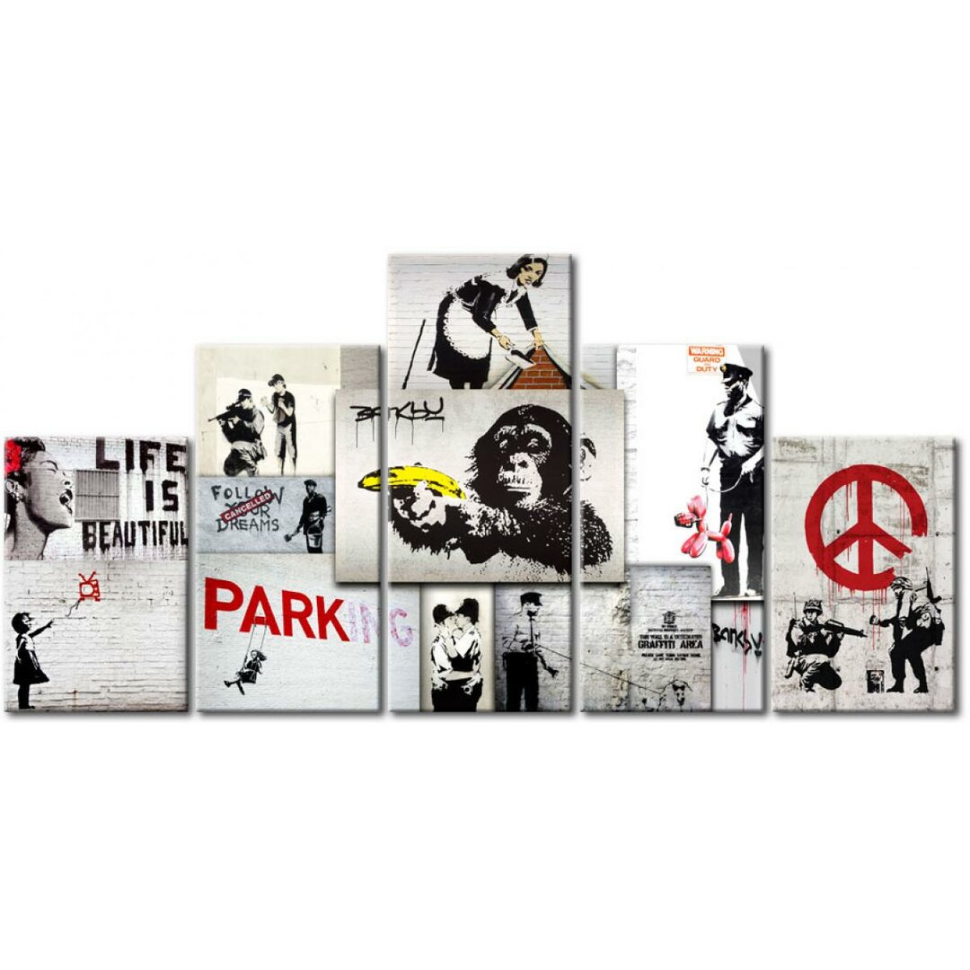 5-tlg. Leinwandbilder-Set Street Crimes: Banksy Art