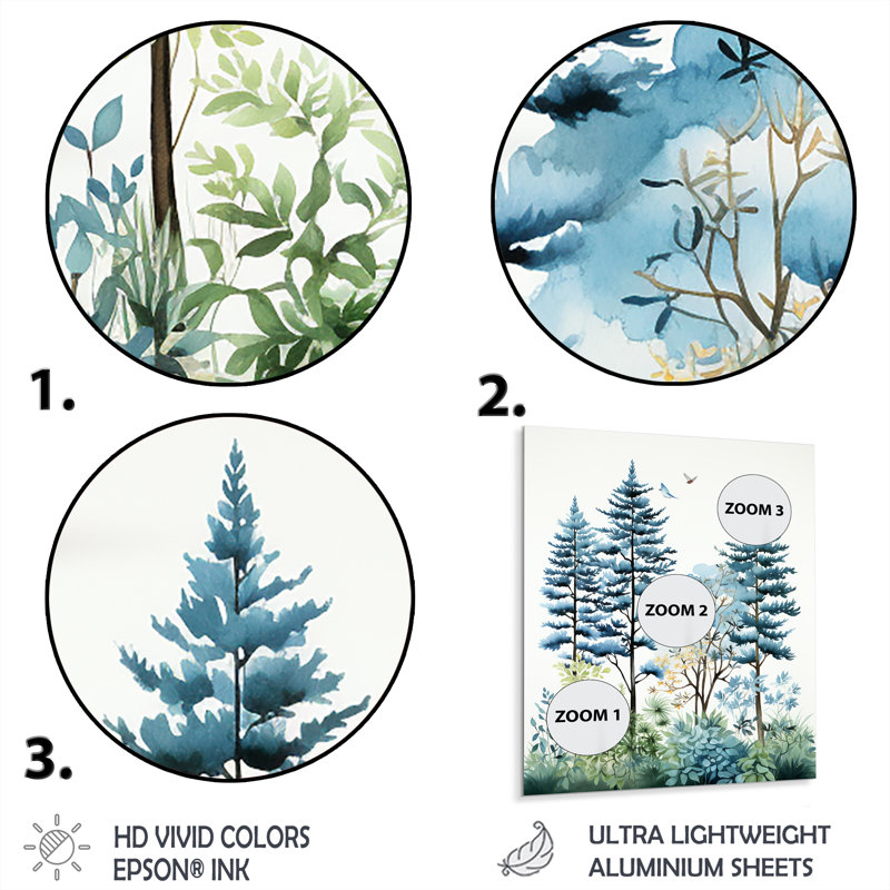 China Pine Tree Mountains - Art mural en porcelaine, H 32 po x l 16 po x P 1 po