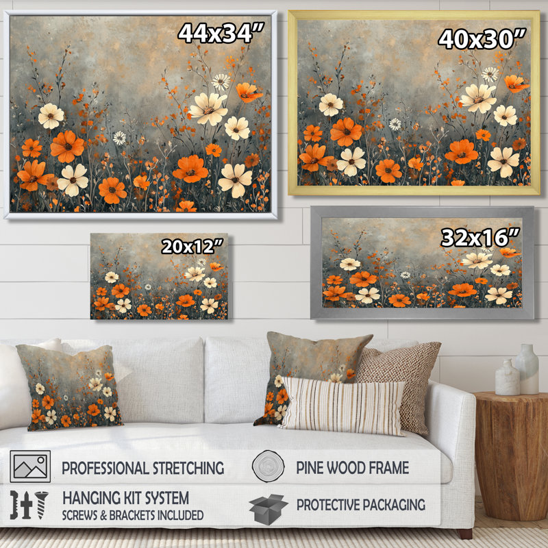 «Kinsman Brown Earth Roots of Wildflowers III», art mural fleurs sauvages, H 30 po x l 40 po, Cadre flottant érable