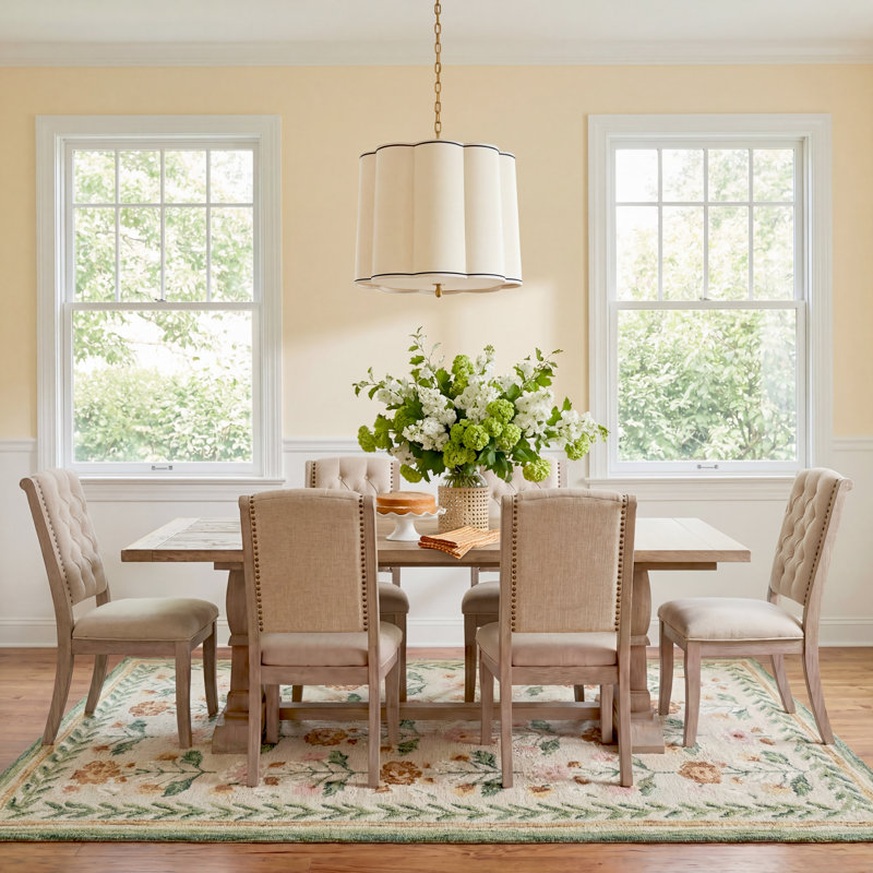 Chianti 6 - Person Trestle Dining Set, Ivory