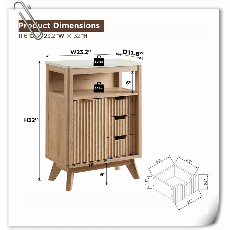 Jamela Solid Wood Freestanding Bathroom Cabinet, Natural Oak