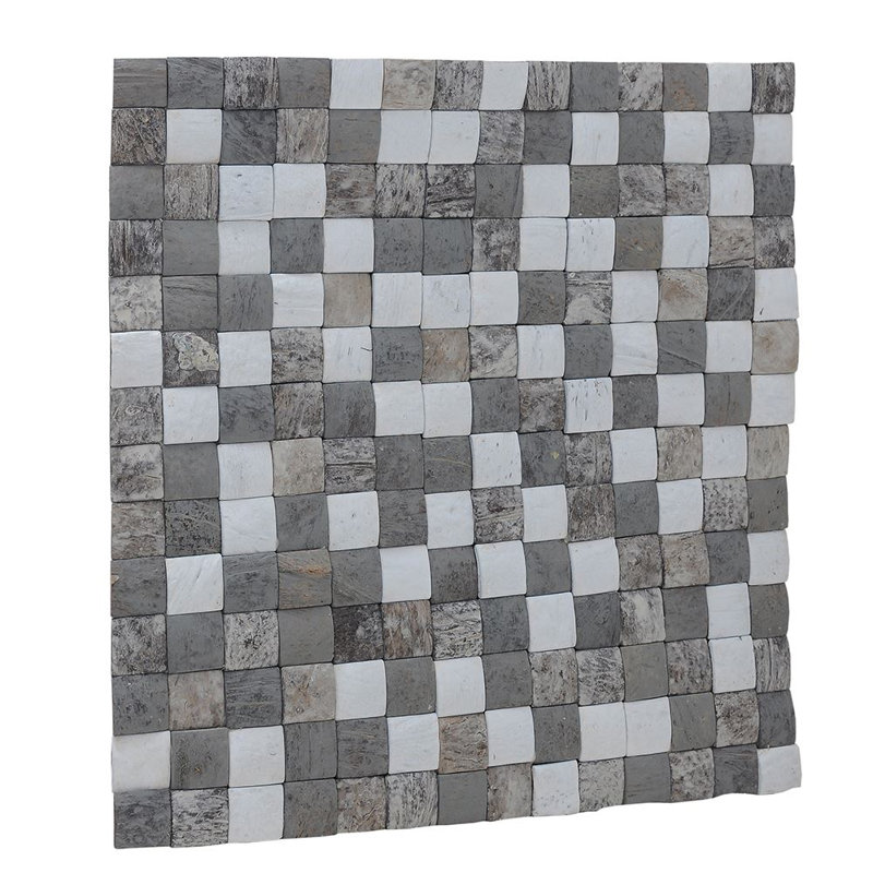 Carreau de mosaïque murale en grillage de noix de coco 17 po x 17 po Kelapa, Florilège foulé