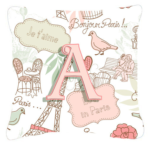 Lettre Love in Paris intérieur/extérieur Throw Pillow, C, 14" H x 14" L x 4" D