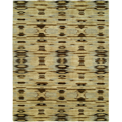 Caffrey Wool Ikat Area Rug in Beige/Brown