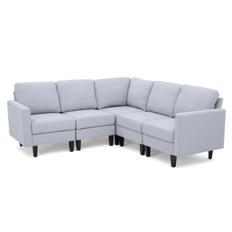 Swick Wide Reversible Modular Sectional, Dark Gray 100% Polyester, 5