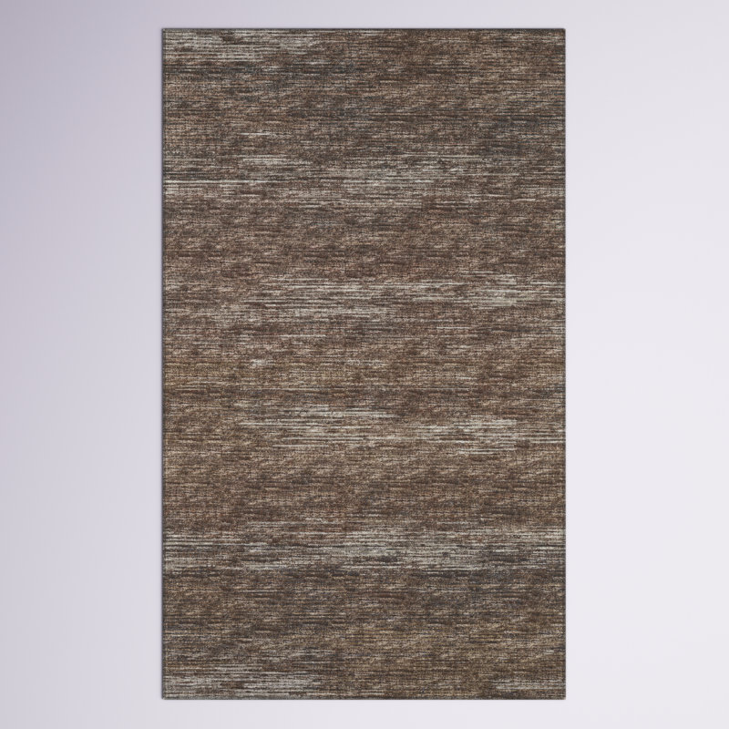 Tapis brun en polyester tissé à la machine Ehrhardt Nakamura, Rectangle 3 pi x 5 pi