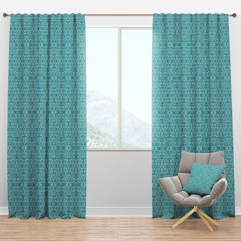 Panneau de rideau simple semi-diaphane avec passe-tringle Mid-Century Design, l 52 po x L 120 po