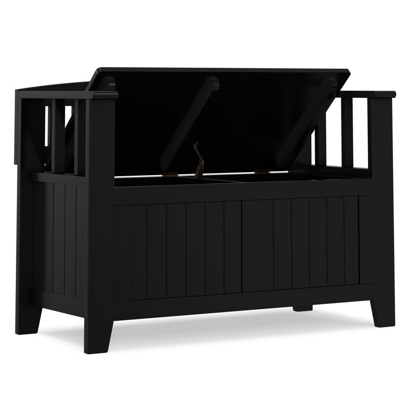 Acadian 48"W Solid Wood Transitional Storage Bench, 25.2" H x 36" W x 17" D, Black
