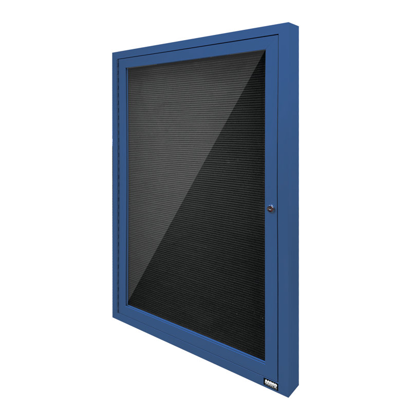 Tableau d'affichage mural fermé pour armoire d'annuaire, Bleu thermolaqué, Un, H 24 po x l 18 po