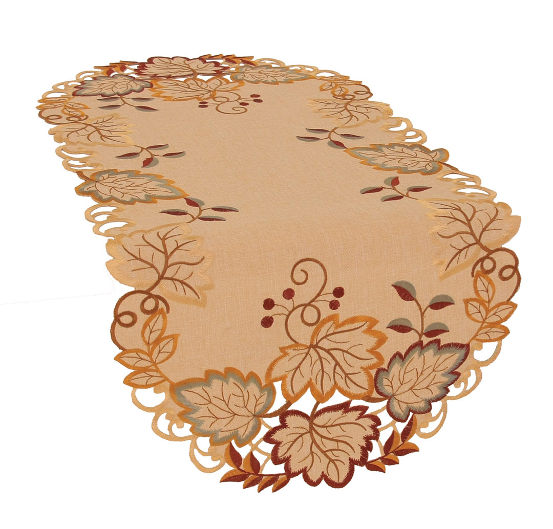 Wein Embroidered Cutwork Fall Table Runner August Grove®