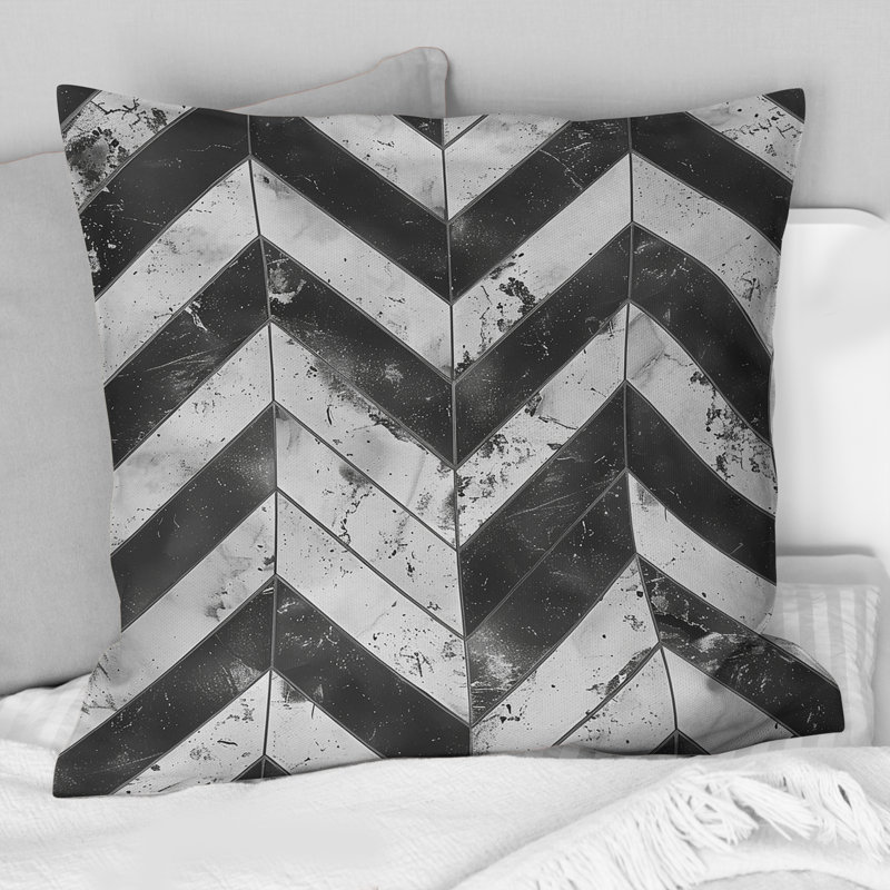 Carreaux noirs et blancs à motif de chevrons, H 16 po x l 16 po