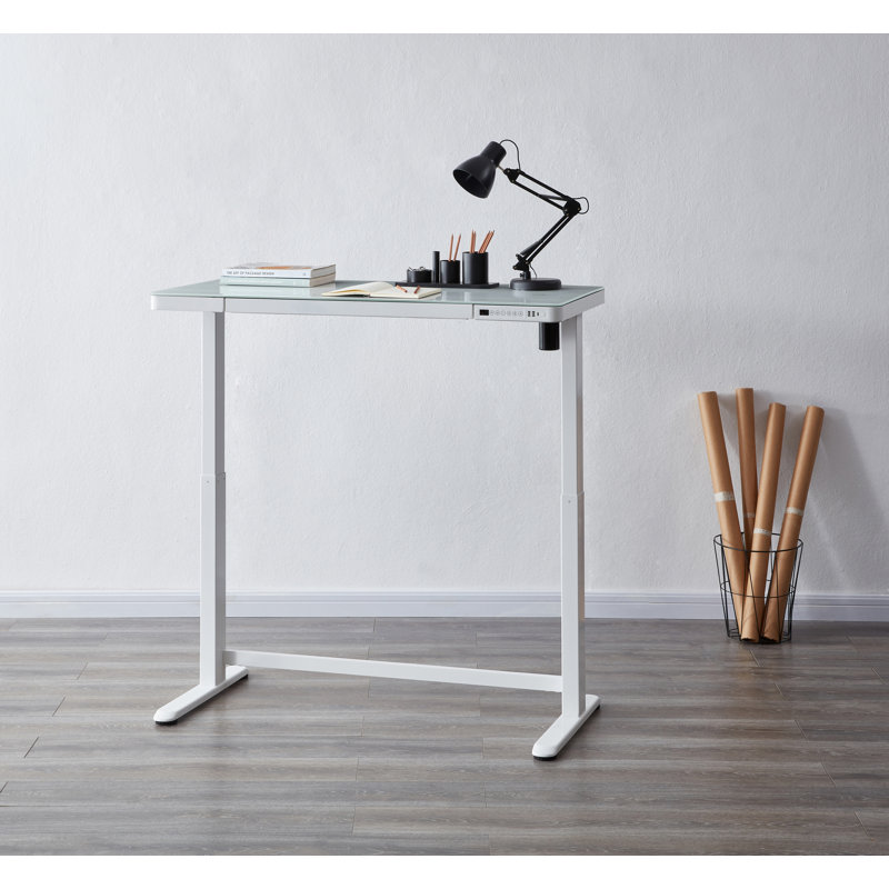 Tabukiniberu Adjustable Metal Base Standing Desk, White