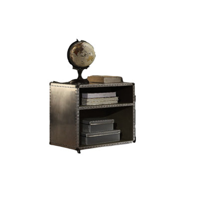 Industrial Style Aluminum Nightstand With Port And Caster Legs, Rectangular 2 Shelf Fabric Covering, 21" X 22" 17", 60Lbs Weight Capacity, Silver Tint Connector Storage Unit Cover, H W 17" D, Limit,