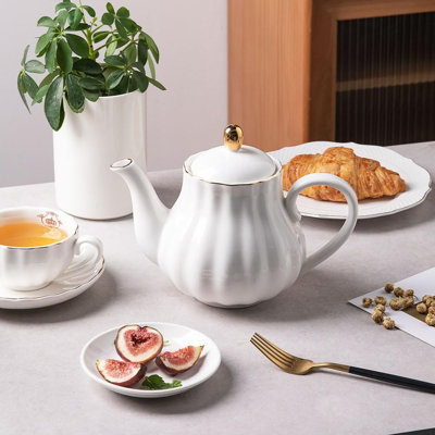Ceramic Tea Pot with Removable Stainless Steel Infuser