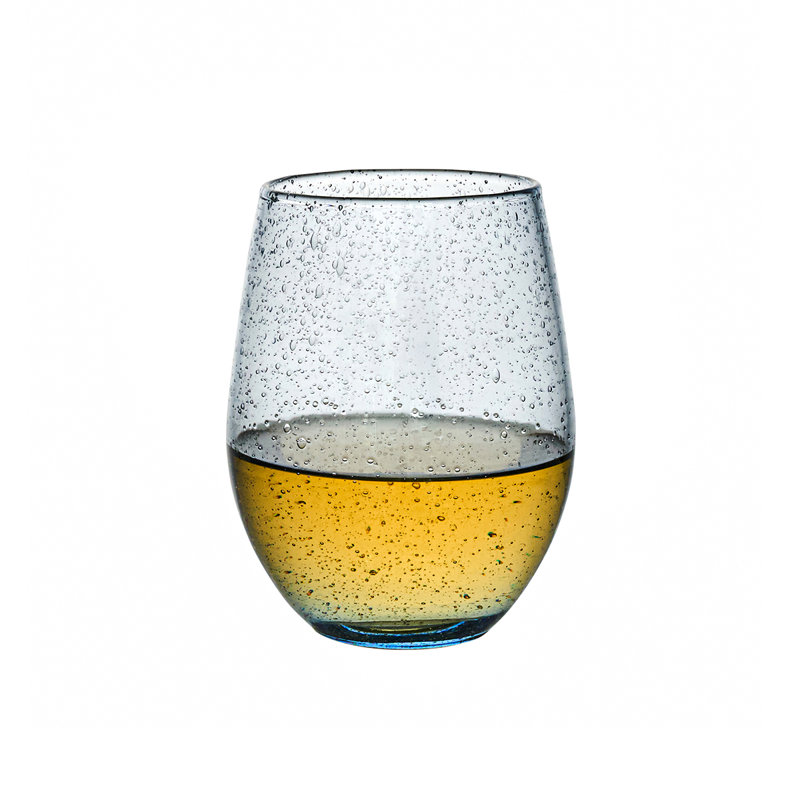 Provence Stemless Wine Glass, Clear/Chambray
