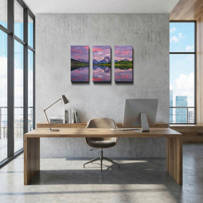 'Grand Sunrise - Grand Teton National Park' By Darren White Triptych Wall Art, 36" x 24"