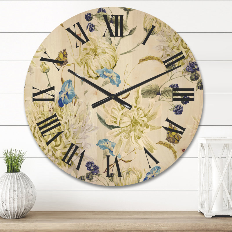 Horloge murale en bois Chrysanthemus II, Moyen
