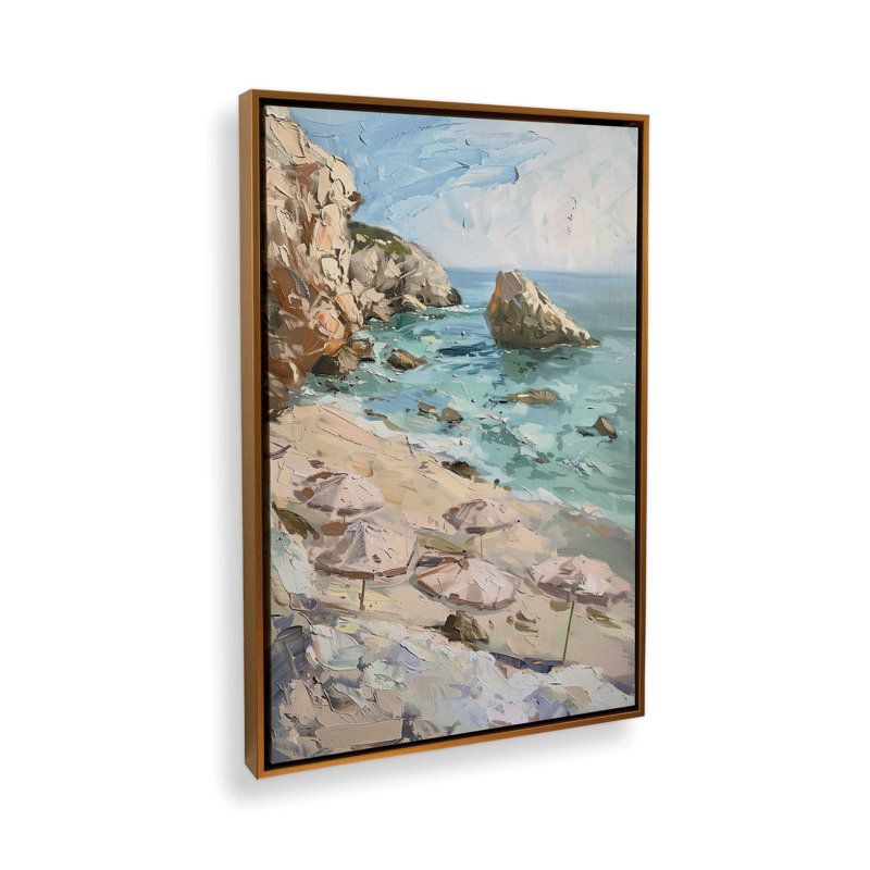 «Serene Vista on Canvas» par Azure Artisanal Studio, reproduction, Cadre flottant or poli, H 14 po x l 10 po x P 1,75 po