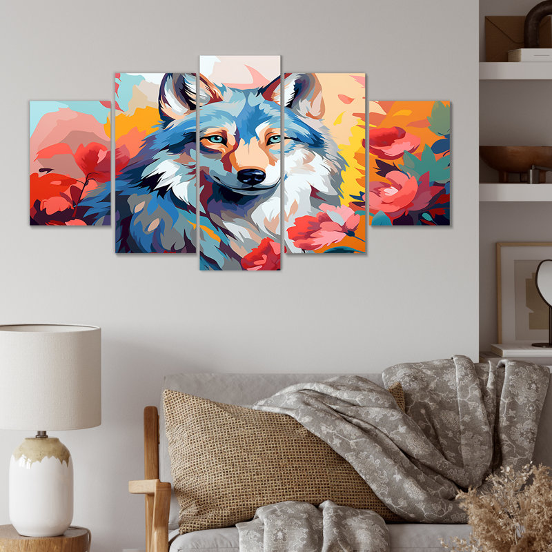 Impressionniste impressionnant loup multicolore I - loup
