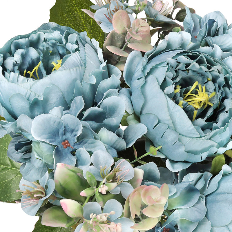 Mélange de pivoines et d'hortensias, Bleu sarcelle