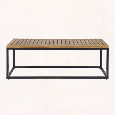 Banc de style industriel avec lattes en bois d'acacia et structure en fer