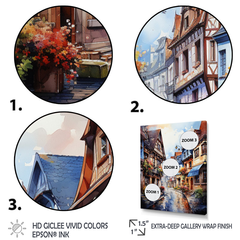 Décoration murale française pittoresque des rues de Colmar III - paysages urbains, H 32 po x l 16 po x P 1 po