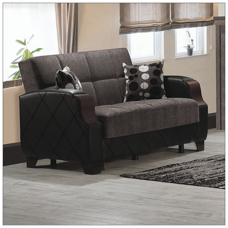 Causeuse convertible rembourrée avec rangement, Grey Chenille
