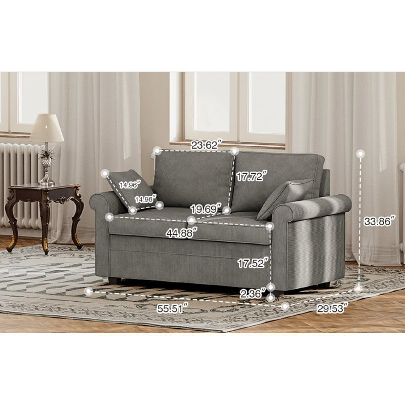 Canapé-lit rembourré 55,51 po Schechter, gris