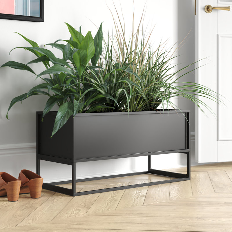 Pot à fleurs surélevé en métal Dekker, H 14 po x l 28,75 po x P 12,25 po, Noir