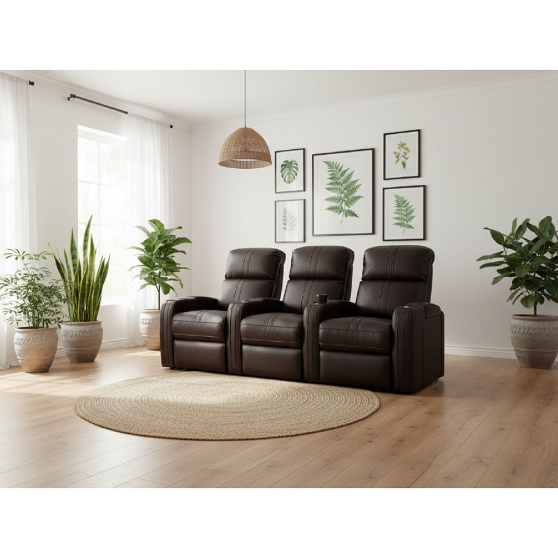 Canapé power home, Cuir véritable, Brun