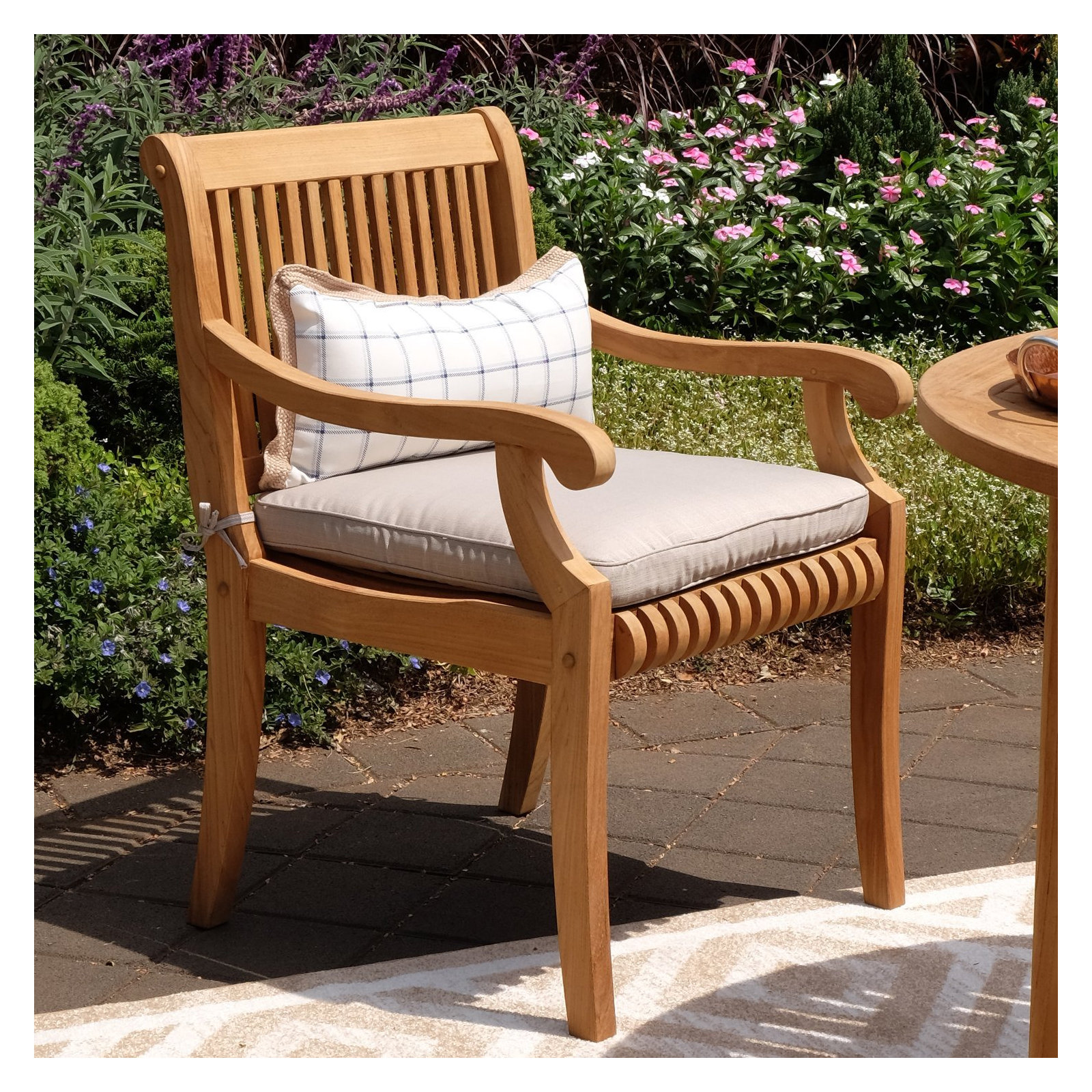 Caterina Summerton Teak Outdoor Dining Chair with Cushions (Set of 2)