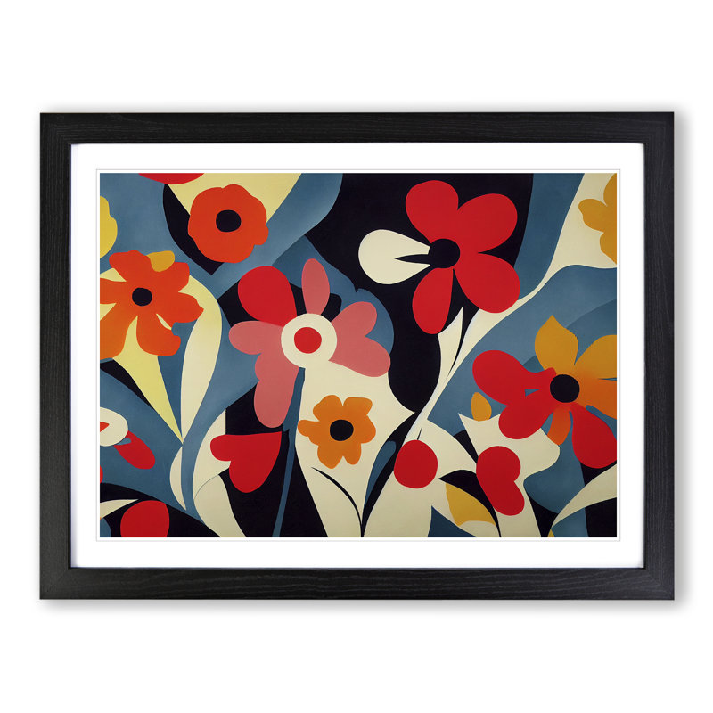 Evolving Abstract Flowers - Single Picture Frame Print, 46cm H x 64cm W x 2cm D, Black