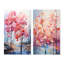 «Pink and Blue Trees Field Pointillism», 2 pièces-716798693-716798695