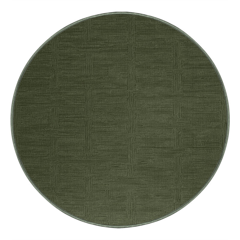 Machine Washable Solid Green Area Rug, Round 4'