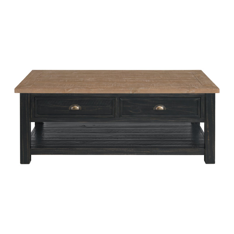 Holliman Solid Wood Single Coffee Table, Black/Driftwood