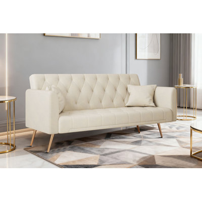Modern Tufted Velvet Sofa with Gold Legs