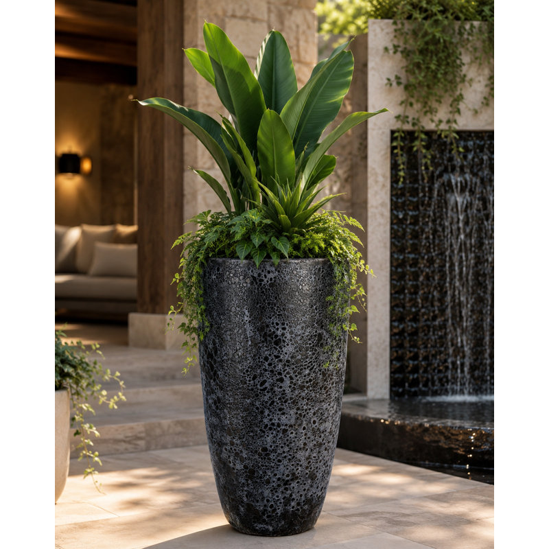 Vase Calypso 53 cm - Lave noire