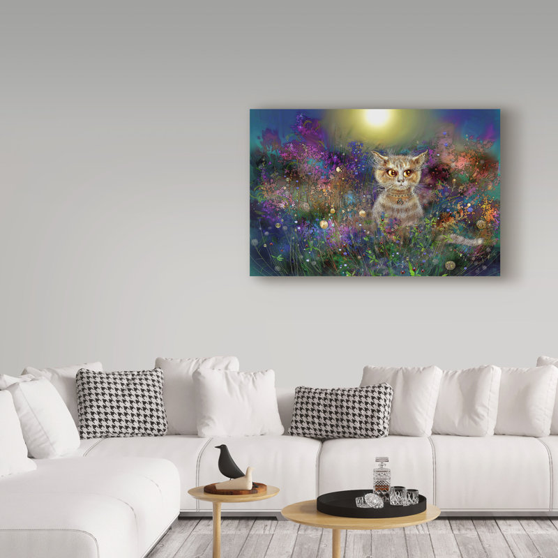 «Night Cat 2» par Juriel, impression sur toile tendue, H 12 po x l 19 po